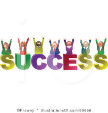 people cheering above the word success